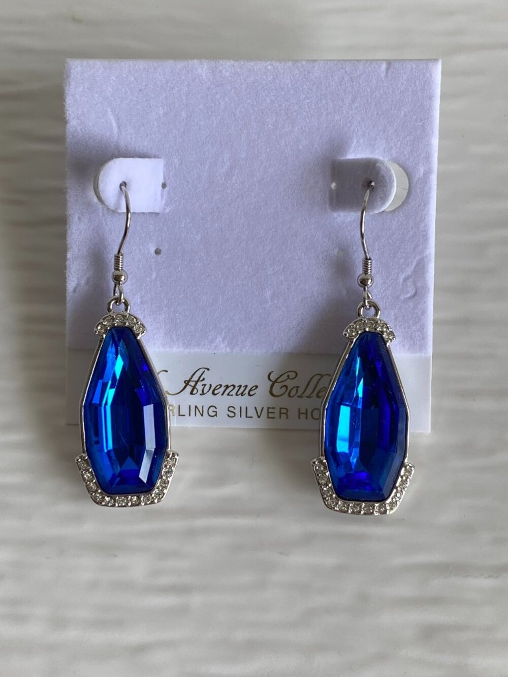 Fifth Avenue Regal Sapphire Swarovski Crystal Drop Earrings NWT